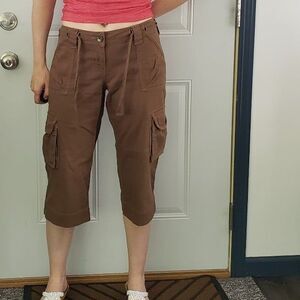 Brown Low Rise ‎ Cargo Capris